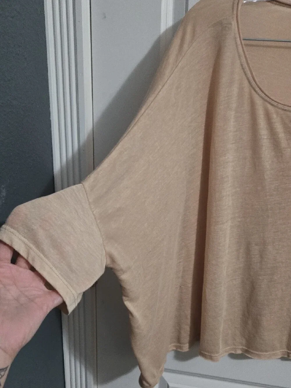 Free People Draped Scoop-Neck Tunic in Beige